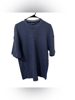Amongst others Men's Casual Waffle-Knit Short Sleeve Shirt - light blue XL